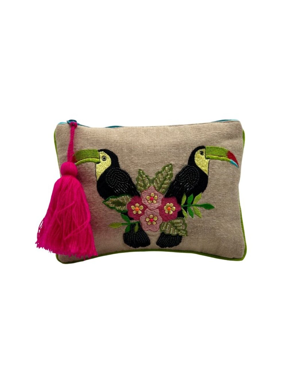 MMs Brands Tan Beaded Tucan Pouch